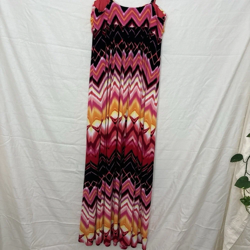 Bisou Bisou Maxi Dress 10 Pink Zig Zag Sundress Braided Y2K‎ Beach Pink Whimsy